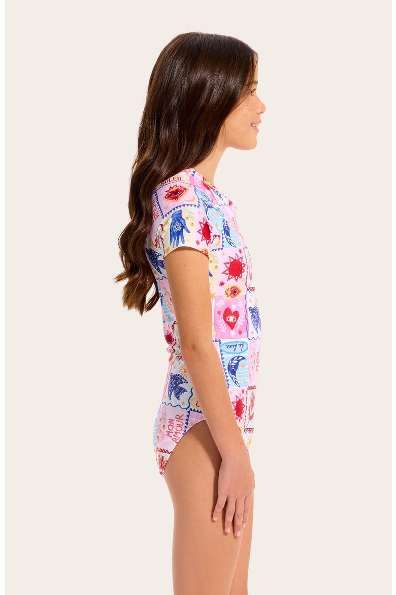 Kids' Palermo Short Sleeve One-Piece Rashguard Swimsuit, Alternate, color, PALERMO