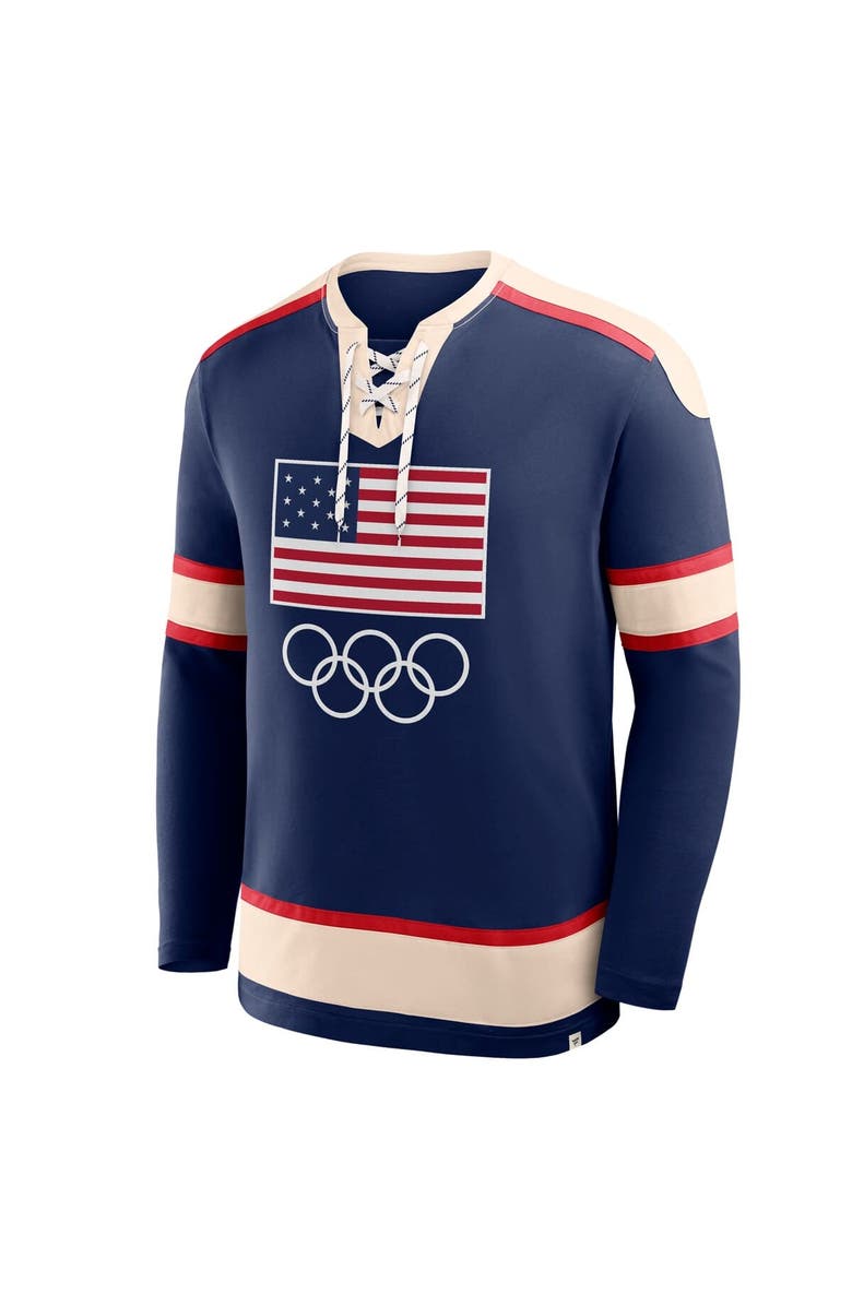 FANATICS Men's Fanatics Navy Team USA Lace-Up Long Sleeve T-Shirt, Alternate, color, Navy