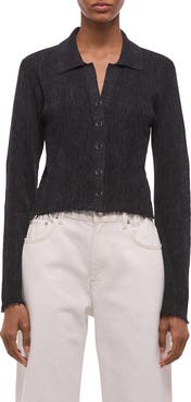 Helmut Lang Raw Edge Linen Blend Cardigan