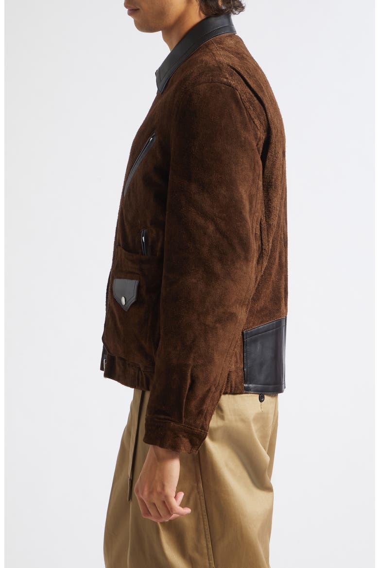 Suede Bomber Jacket, Alternate, color, BROWN
