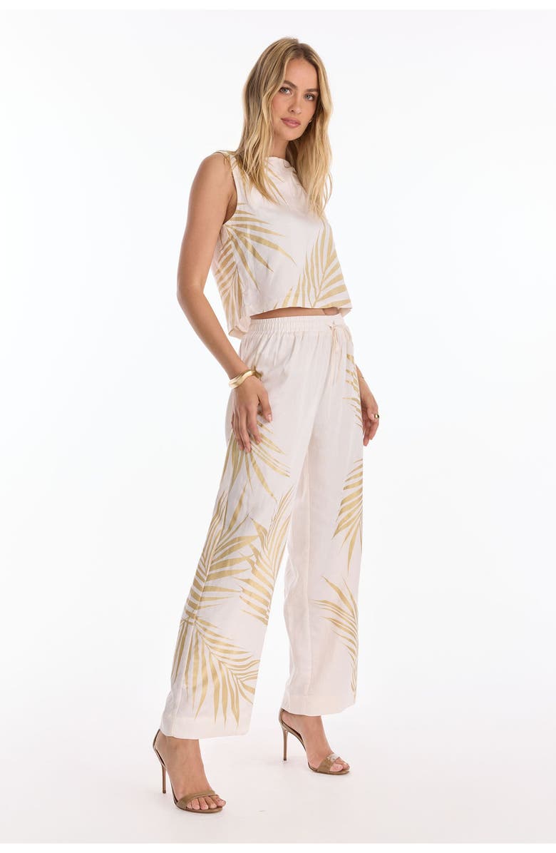 The Noli Shop Sola Linen Pant, Alternate, color, Gold Palm
