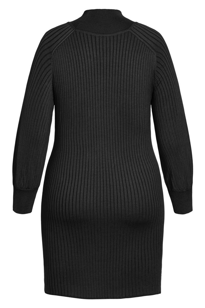 Mock Neck Long Sleeve Rib Sweater Dress, Alternate, color, BLACK