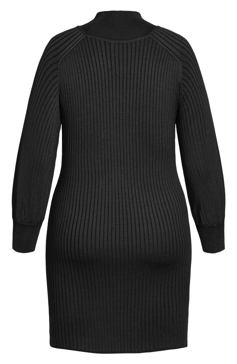 City Chic Mock Neck Long Sleeve Rib Sweater Dress, Alternate, color,