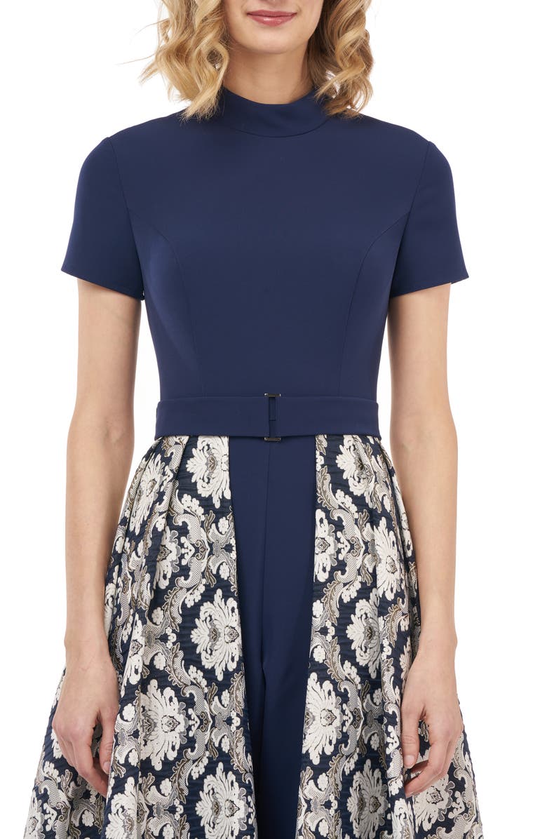 Kay Unger Donatella Jacquard & Stretch Crepe Maxi Romper, Alternate, color, 