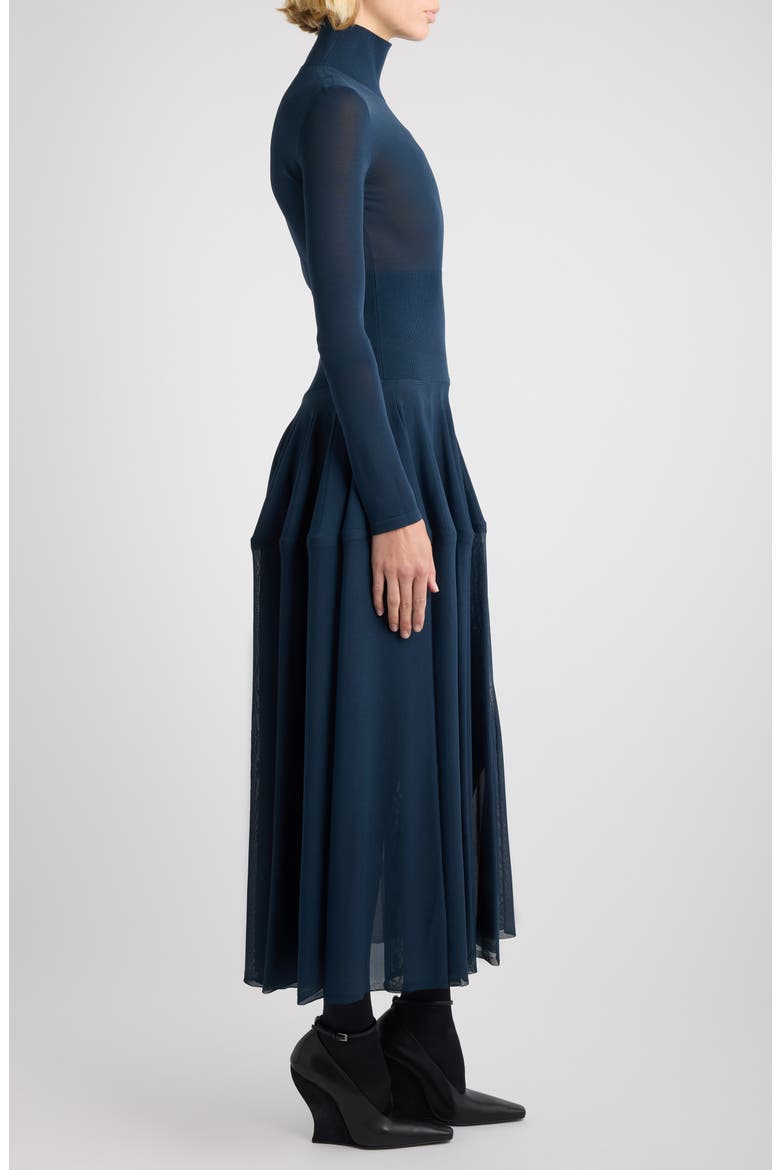 Long Sleeve Peplum Midi Dress, Alternate, color, MARINE