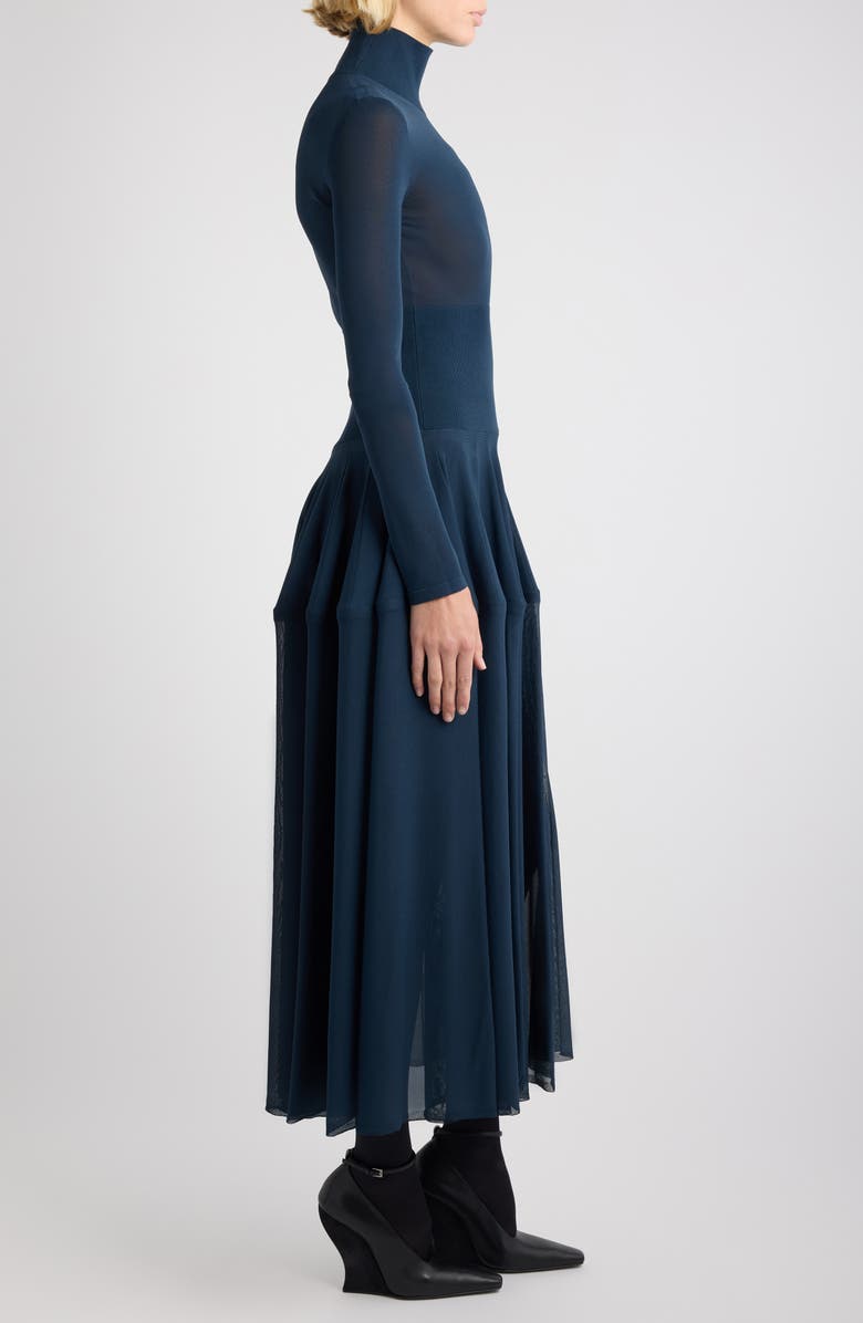 Alaïa Long Sleeve Peplum Midi Dress, Alternate, color, Marine