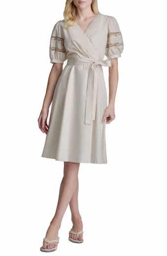 Lace Trim Faux Wrap Dress