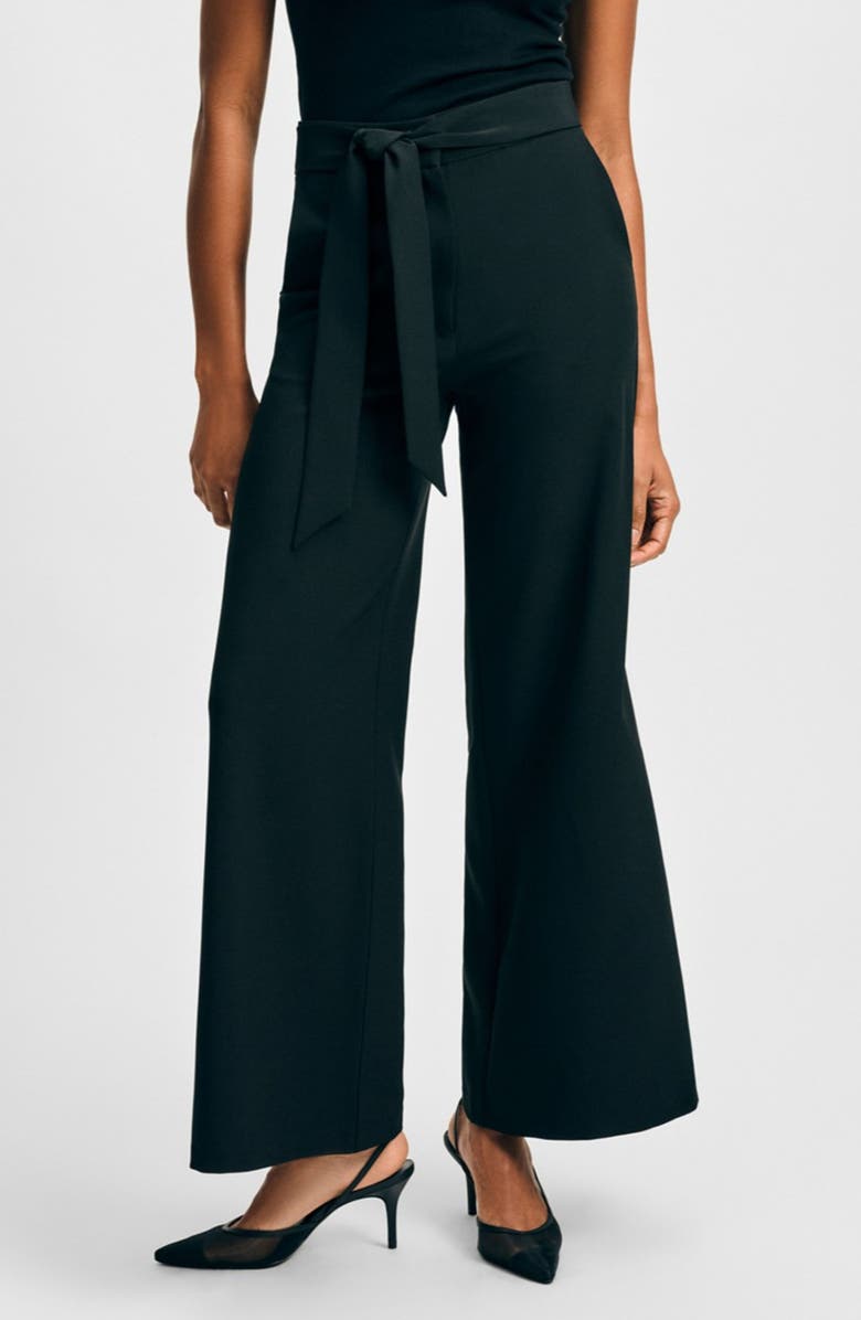 Isaac Mizrahi New York Cady Wide Leg Pants with Tie Waist, Main, color, 