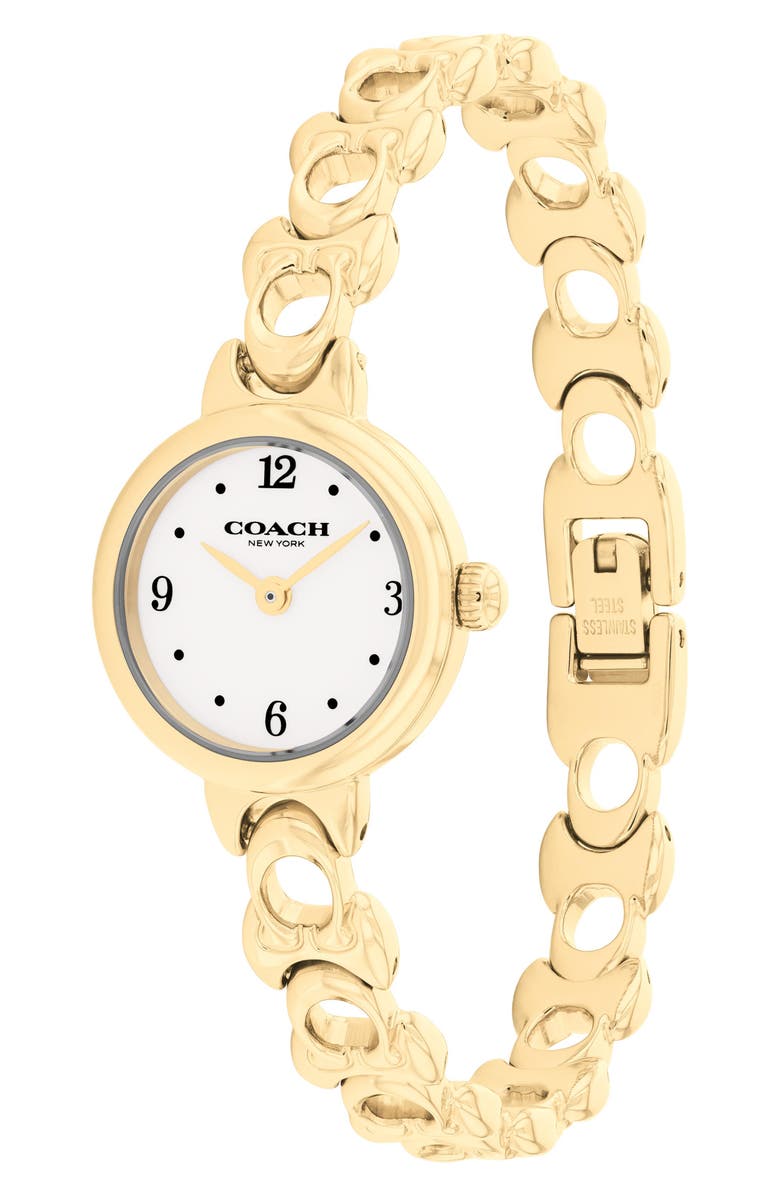 COACH Iris Bracelet Watch, 22.5mm, Alternate, color, White/ Gold