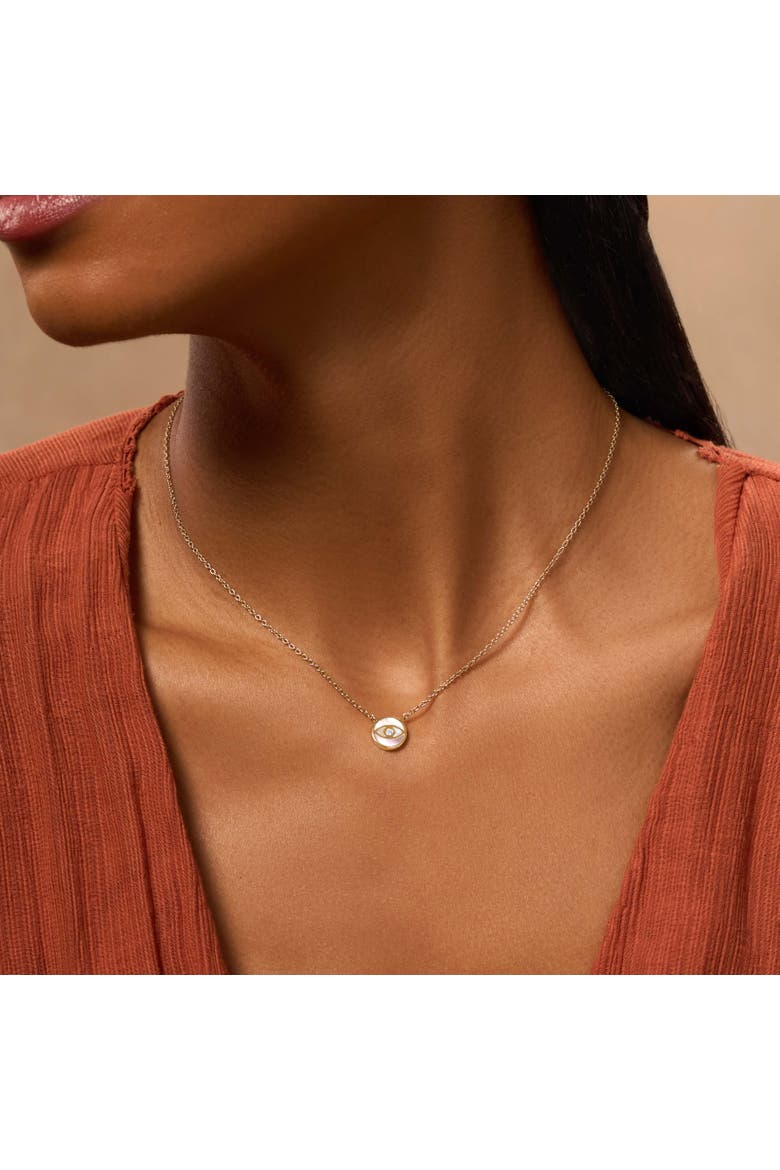 Zen Warrior Gold Evil Eye Necklace, Alternate, color, Gold/white