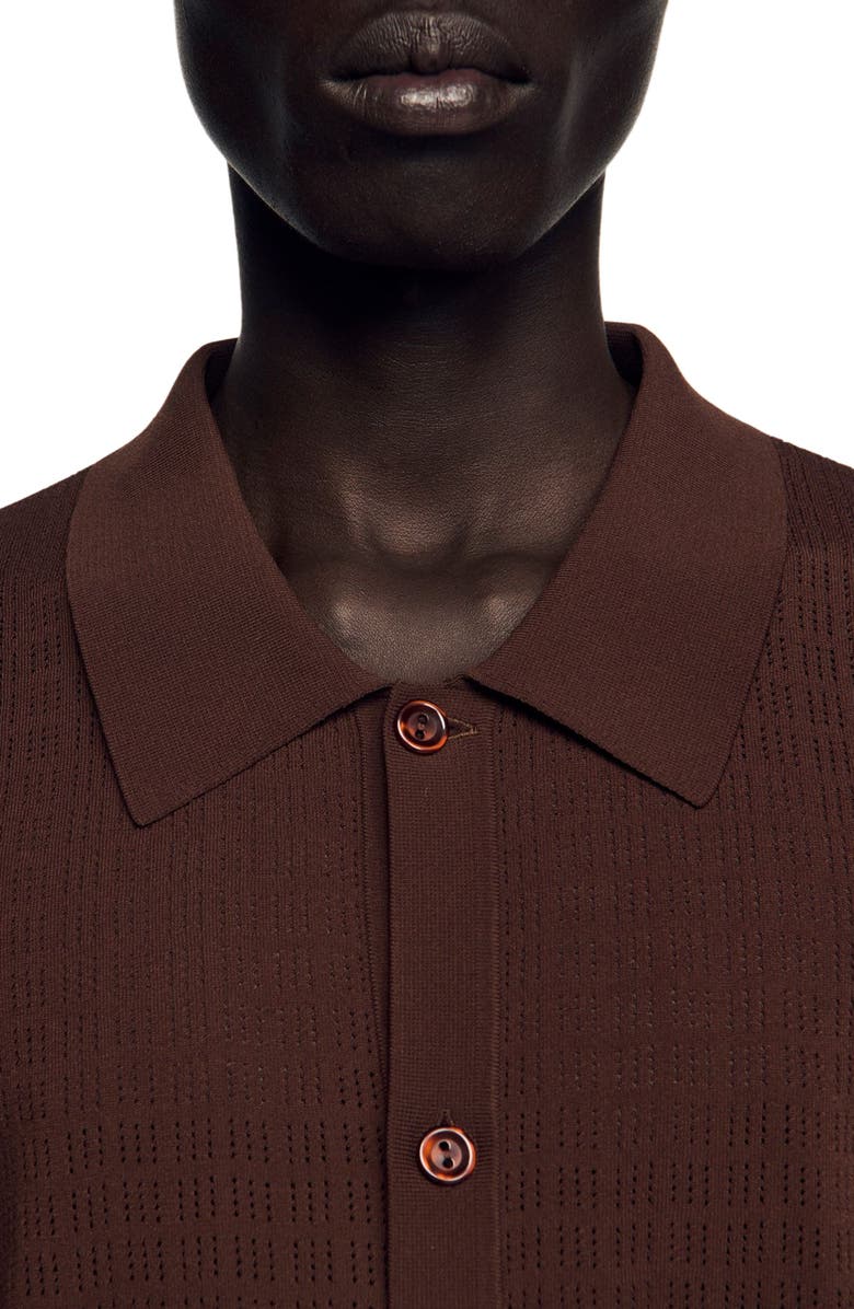 SANDRO Openwork shirt, Alternate, color, Chocolate