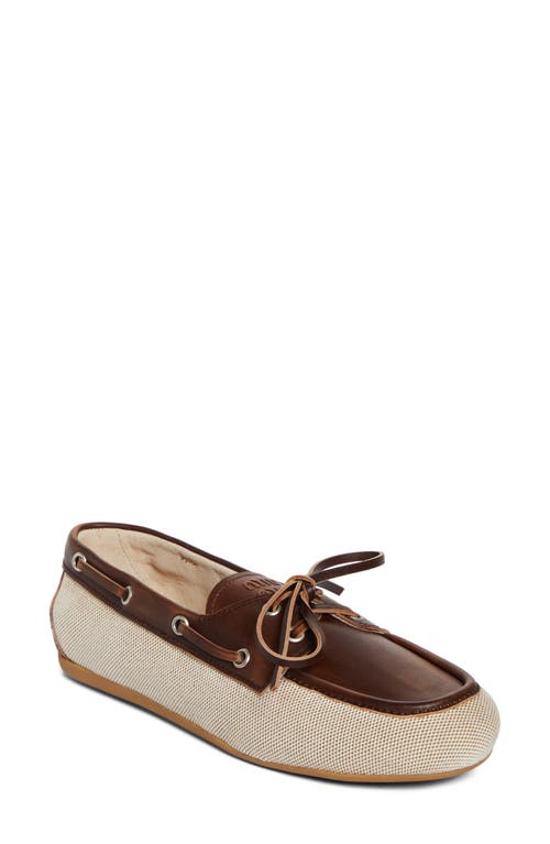 MIU MIU MIU MIU CANVAS & LEATHER BOAT SHOE 