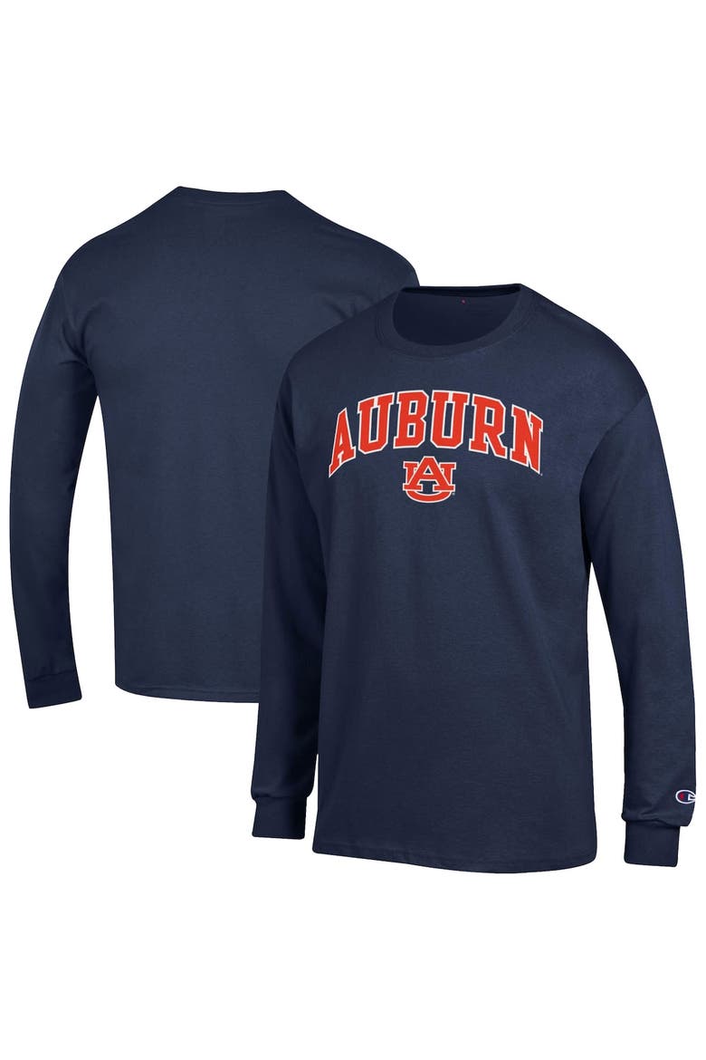 Men's Champion  Navy Auburn Tigers Arch Over Logo Long Sleeve T-Shirt, Alternate, color, Navy