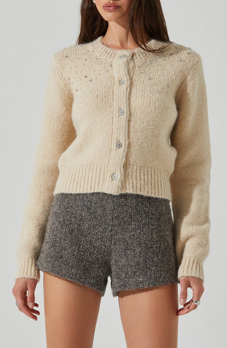 ASTR the Label Sigourney Embellished Cardigan, Main, color, 