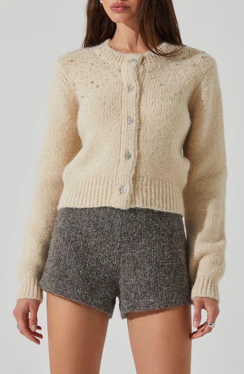 Astr The Label Sigourney Embellished Cardigan In Butter
