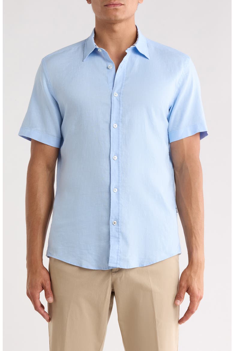 C-Roan Slim Fit Linen Blend Button-Up Shirt, Main, color, LIGHT/ PASTEL BLUE