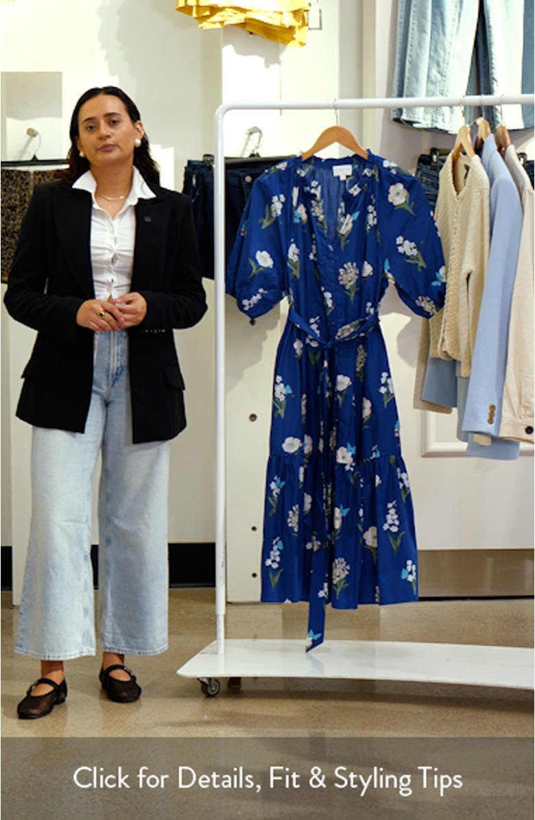 Madison Floral Wynette Cotton Tiered Midi Shirtdress, sales video thumbnail