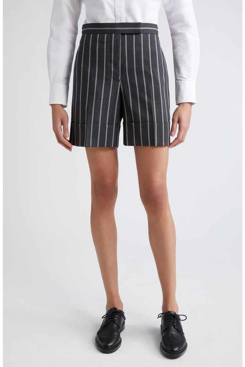 Side Tab Wool Straight Leg Shorts, Main, color, DARK GREY