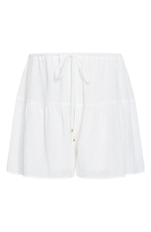City Chic Sara Drawstring Shorts In White