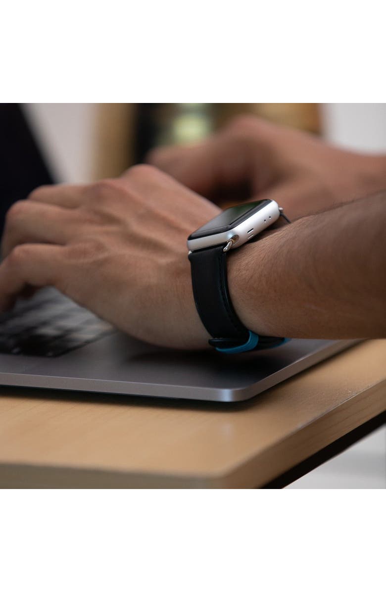 Bluebonnet The Executive French Leather Apple Watch Band, Alternate, color, Black