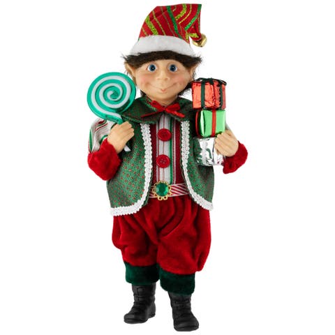 Lollipop Elf with Gifts Christmas Figure - 12"