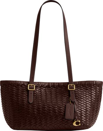 COACH Woven Leather Swing Tote | Nordstrom