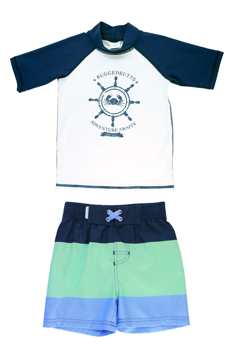 RuggedButts Nautical AdventureTwo-Piece Rashguard Swimsuit, Main, color, 