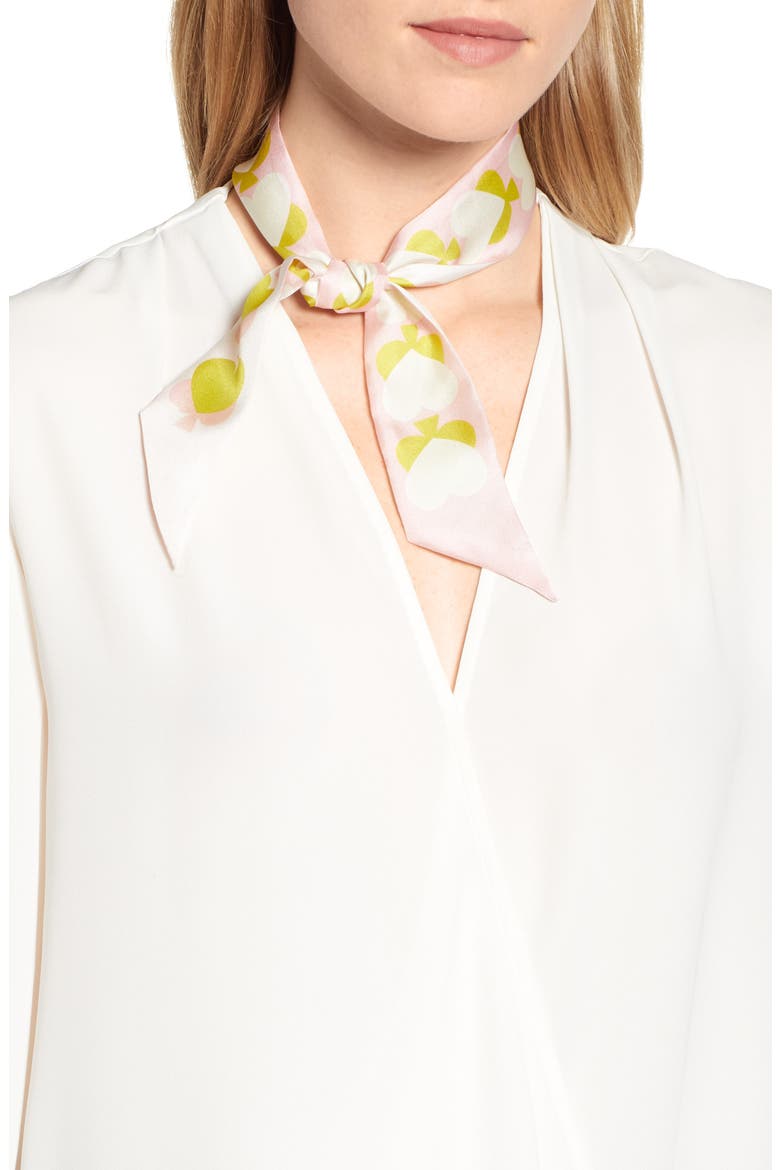 spade hearts skinny silk scarf, Main, color, CHARTREUSE