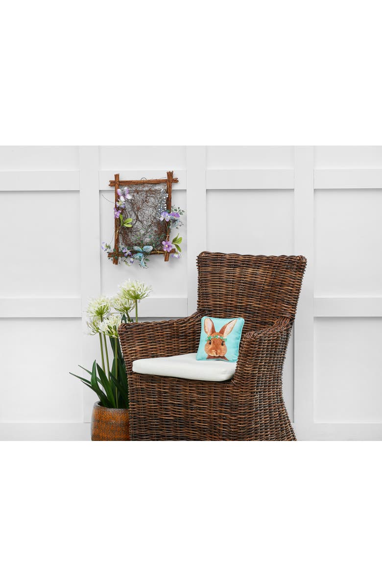 C&F Home Clover Crown Wreath Easter Bunny Cotton Blend Mini Accent Pillow 8" x 8", Alternate, color,