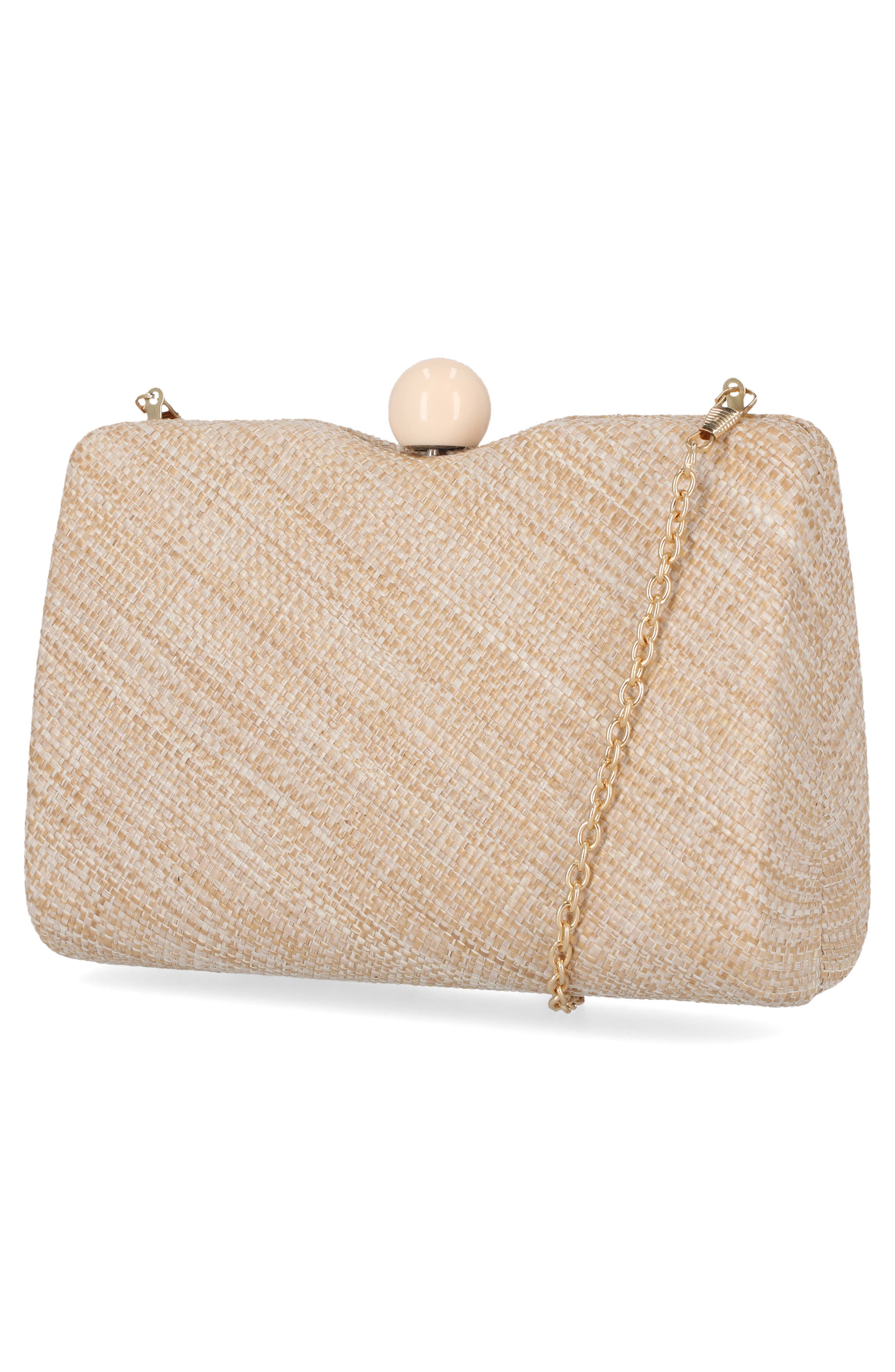 Jessica McClintock Evalee Raffia Frame Clutch, Alternate, color, 