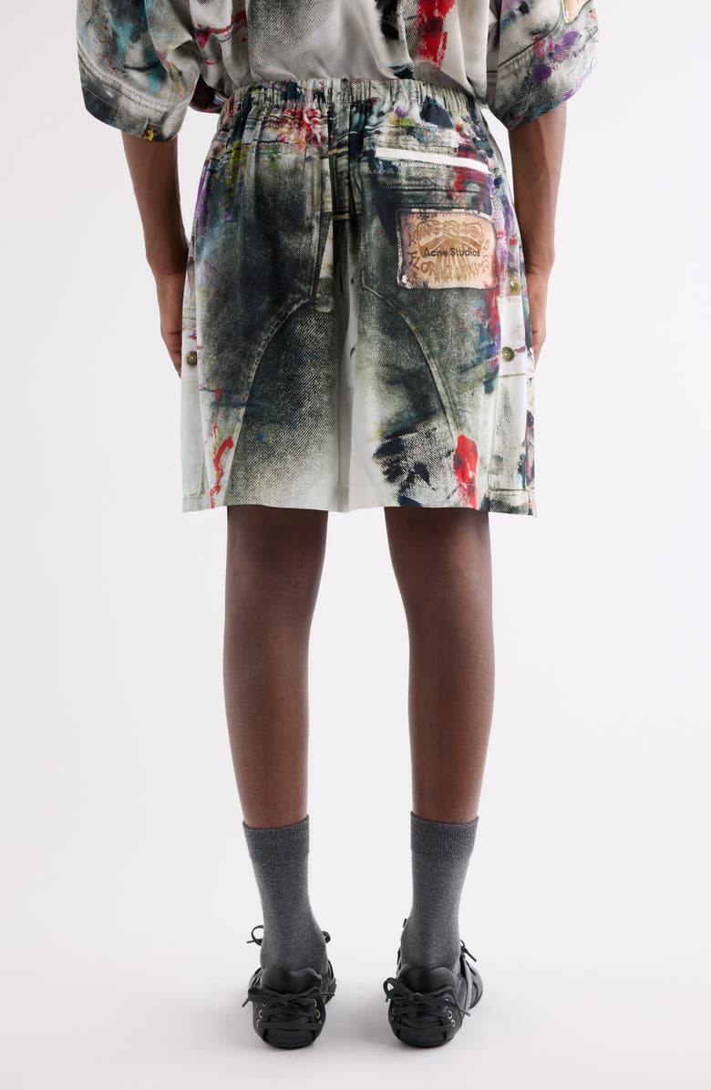 Acne Studios Ruxer Paint Print Shorts, Alternate, color, White Multicolor