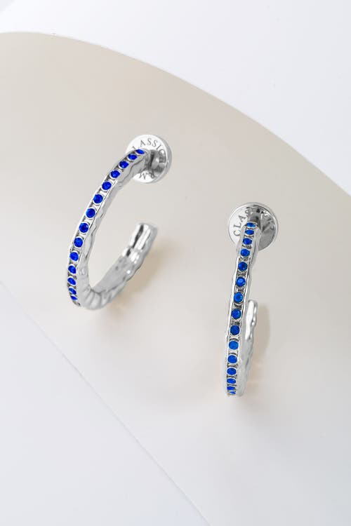 Classicharms Stella Molten Color Cubic Zirconia Hoop Earrings In Blue