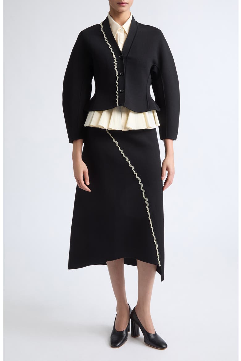 Felix Asymmetric Ruffle Trim Skirt, Alternate, color, BLACK