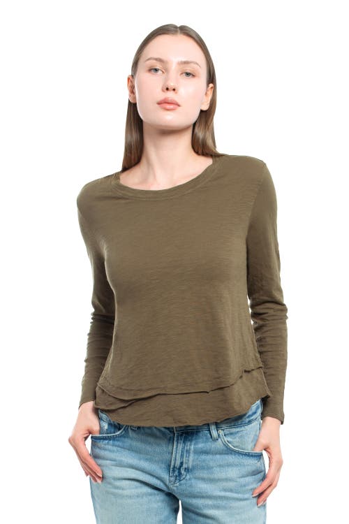 Wilt Clothing Long Sleeve Mock Layer Tee In Green
