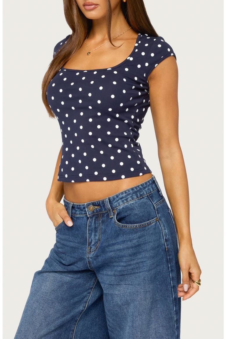 Mookie Polka Dot Square Neck Tee, Alternate, color, NAVY-AND-WHITE