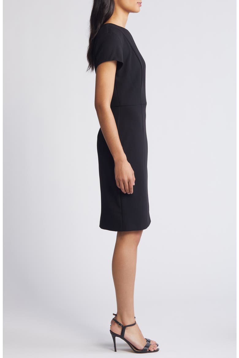 Asymmetric Neck Scuba Sheath Dress, Alternate, color, BLACK
