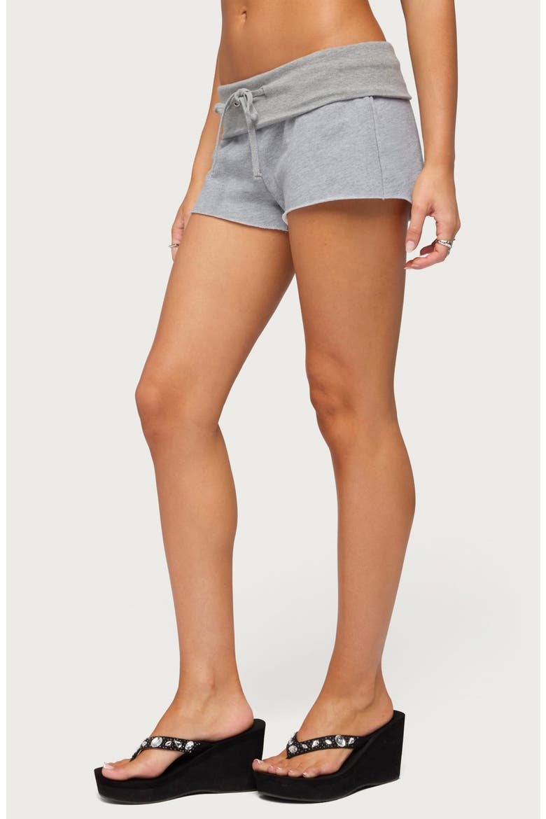 Briana Low Rise Foldover Drawstring Shorts, Alternate, color, GRAY-MELANGE