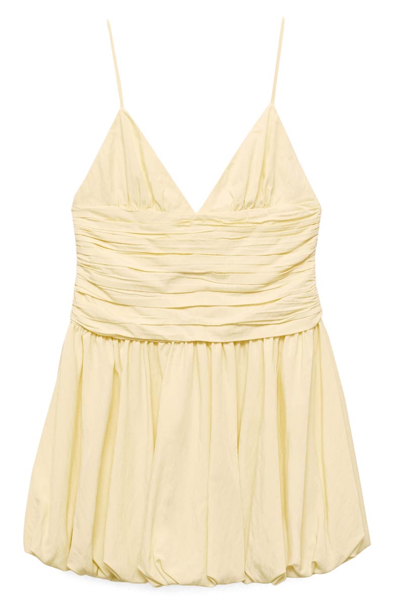 MANGO Ruched Bubble Hem Minidress, Alternate, color, Pastel Yellow
