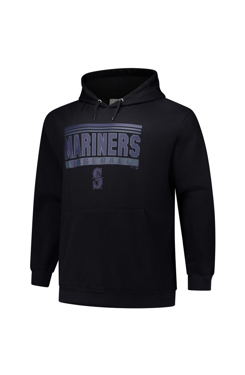 PROFILE Men's  Black Seattle Mariners Stack Fleece Pullover Hoodie, Alternate, color, 