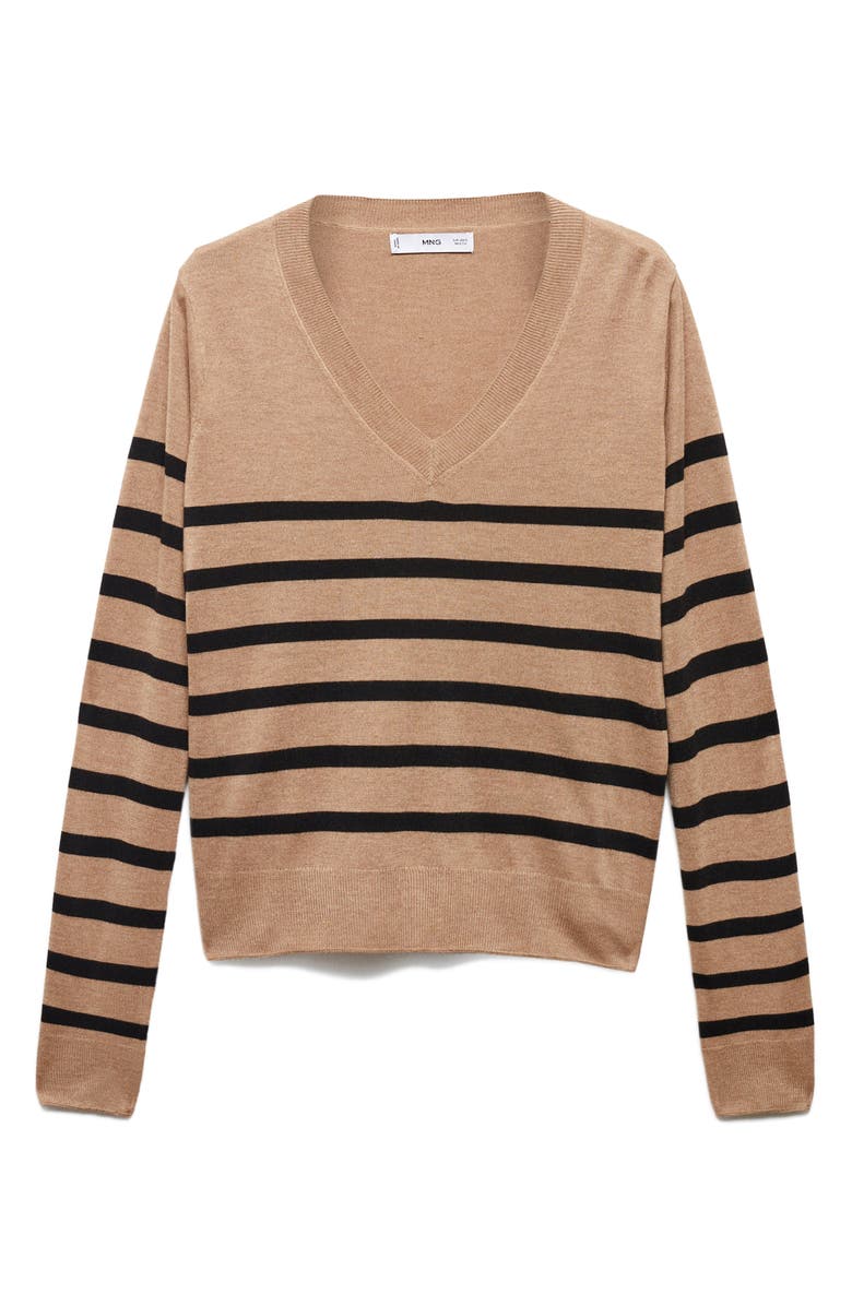 MANGO Stripe V-Neck Sweater, Alternate, color, 
