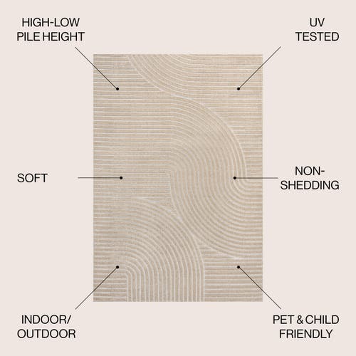 Jonathan Y Hallie High-low Minimalist Curve Geometric Indoor/outdoor Area Rug In Beige/cream