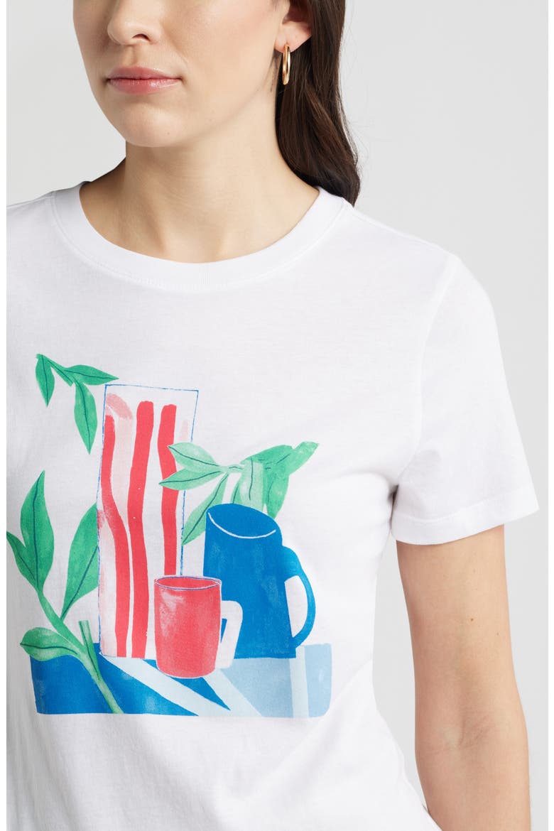 Still Life Cotton Graphic T-Shirt, Alternate, color, WHITE BOUQUET PRINT