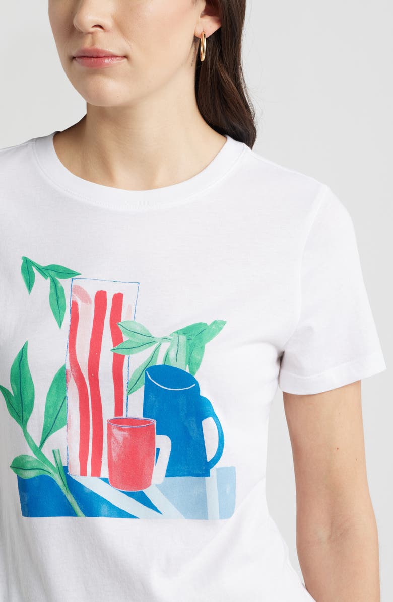 Caslon<sup>®</sup> Still Life Cotton Graphic T-Shirt, Alternate, color, White Bouquet Print