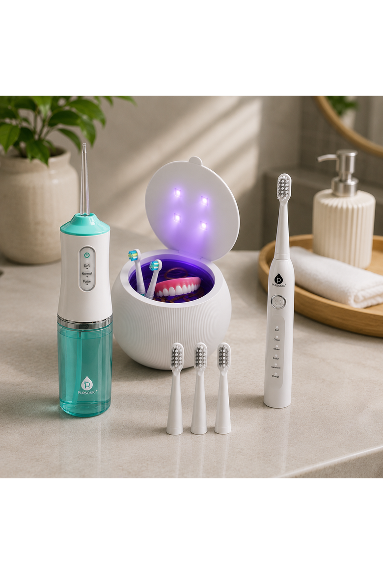 UV Cleaner, Water Flosser & USB Sonic Toothbrush, Alternate, color, White