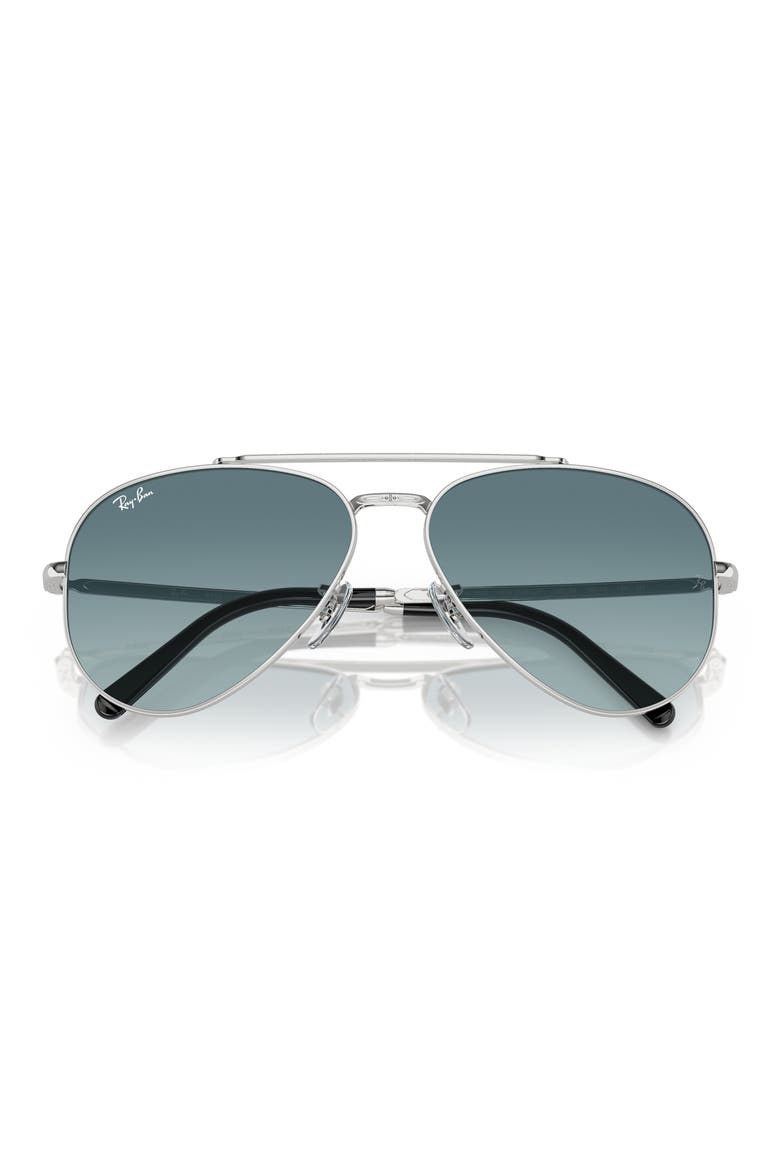 New Aviator 58mm Gradient Sunglasses, Alternate, color, SILVER