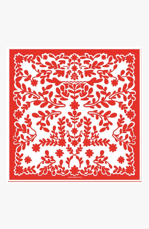 Double Sided Silk Scarf Red Blessing