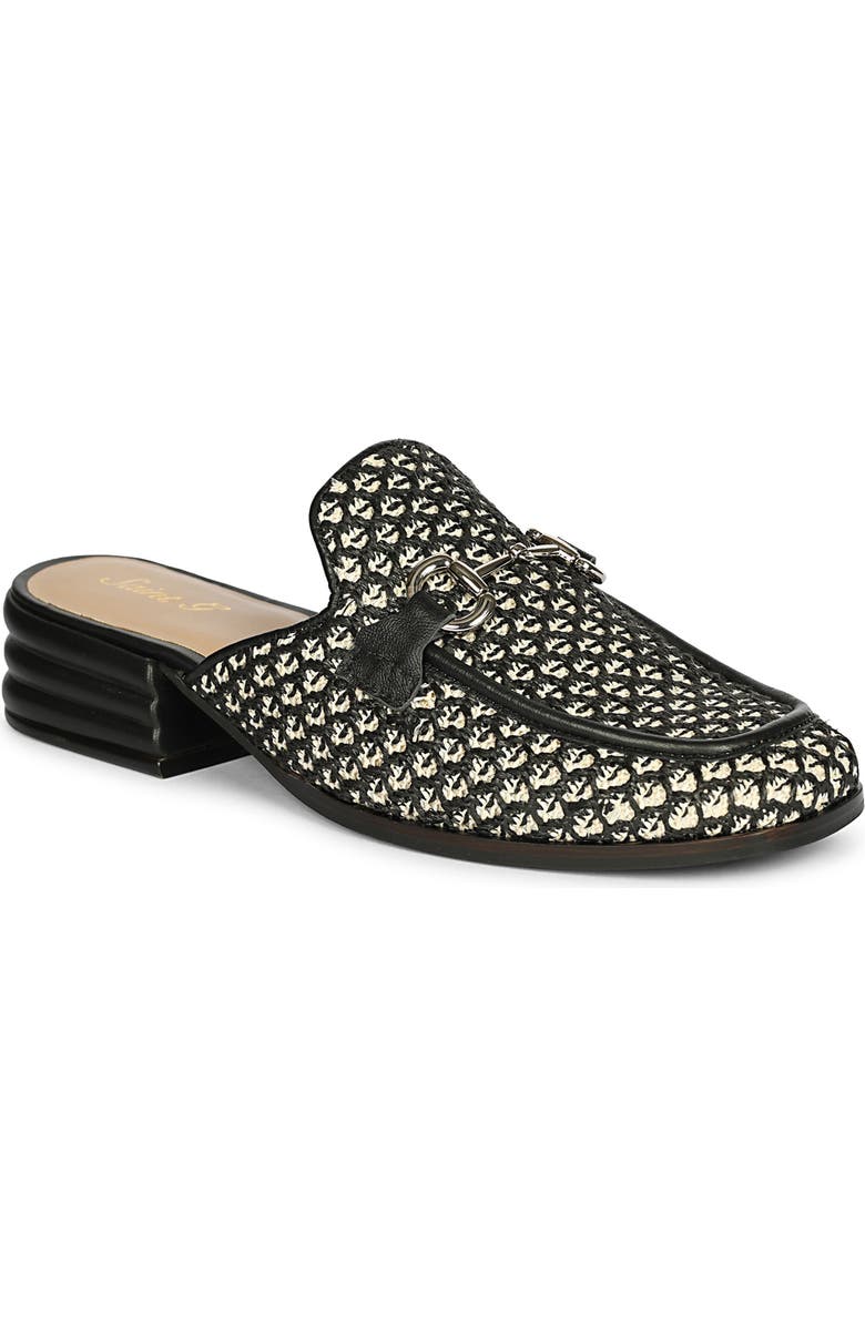 SAINT G Sain Raffia Heeled Loafer, Main, color, Black