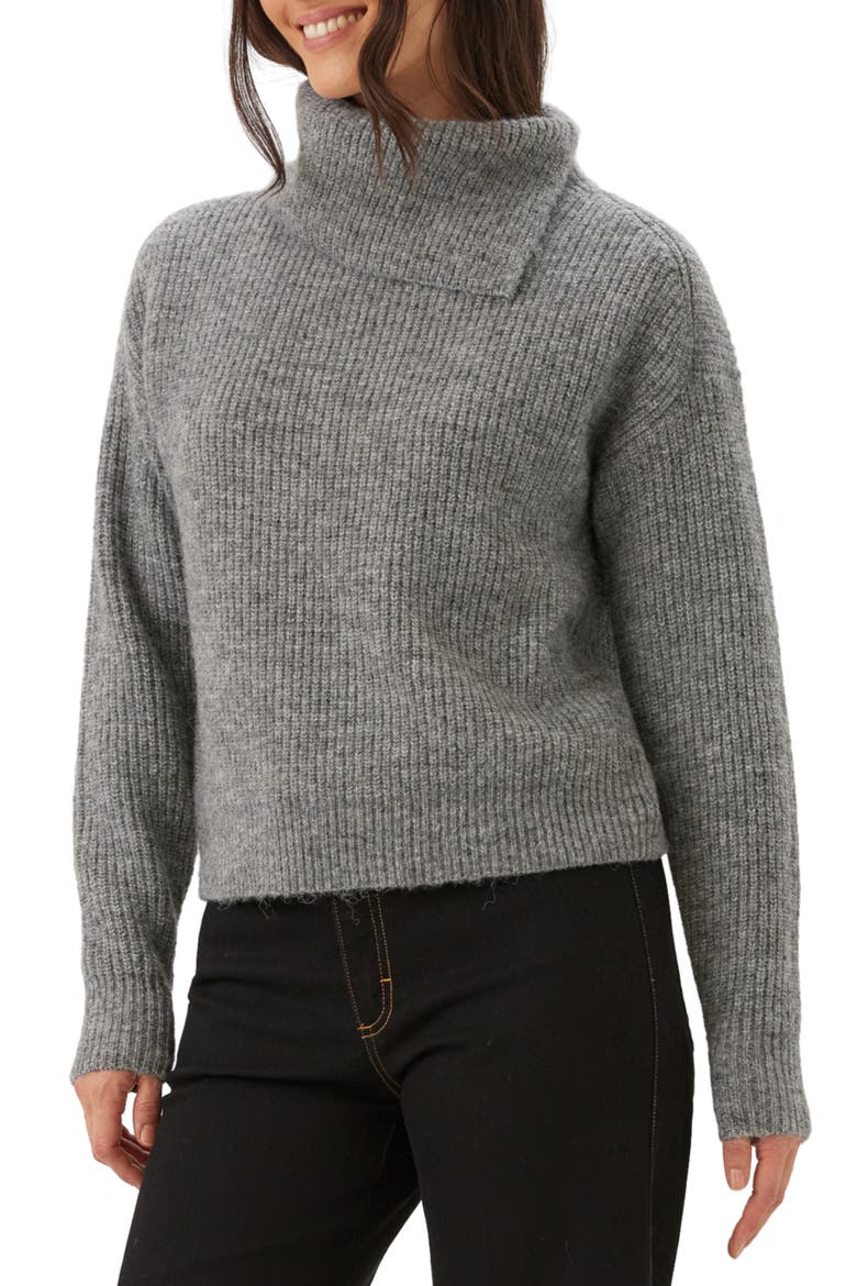 Split Neck Sweater, Alternate, color, GRAY