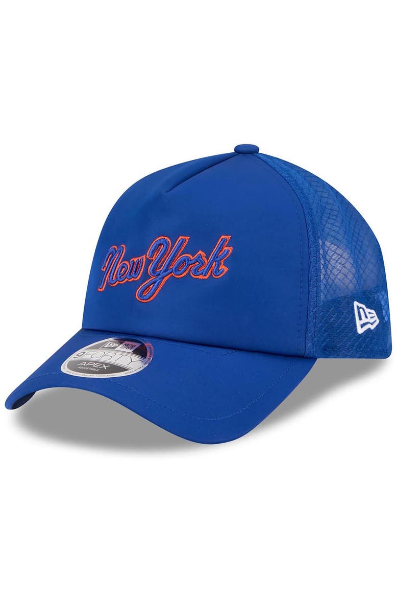 Men's New Era Royal New York Mets 2026 Batting Practice Apex 9FORTY Adjustable Trucker Hat, Main, color, Royal