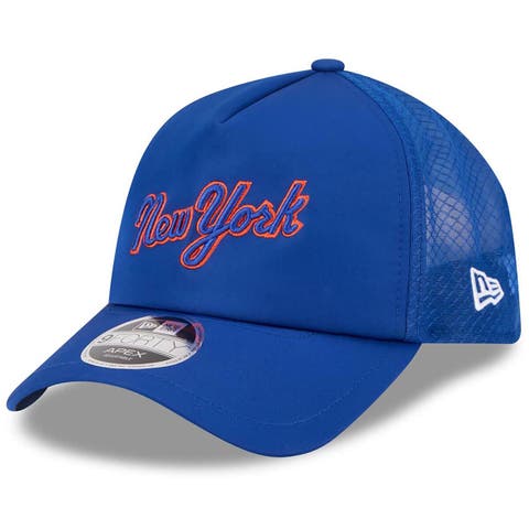 Men's New Era Royal New York Mets 2026 Batting Practice Apex 9FORTY Adjustable Trucker Hat
